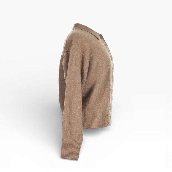 J. Crew Long Sleeve Sweater Polo in Supersoft Yarn Size Medium Tan Wool Blend - Picture 6 of 9